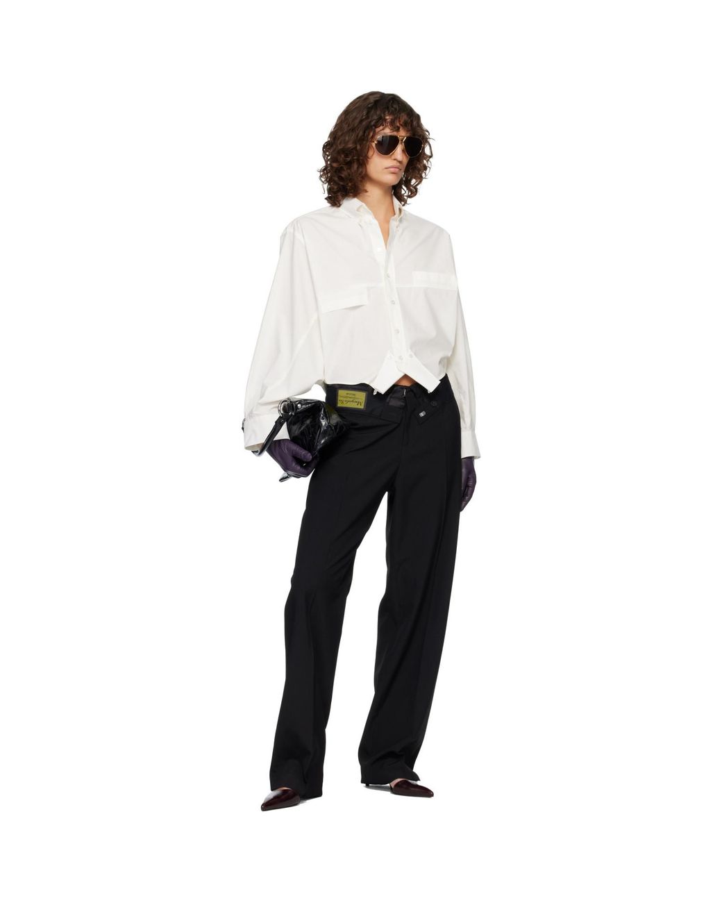MM6 by Maison Margiela Black Reverse Waistband Trousers