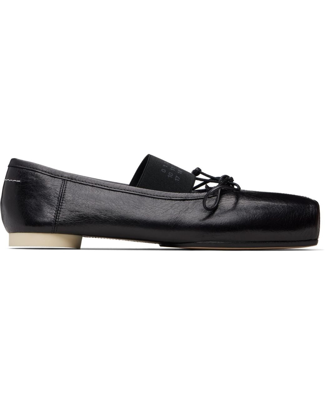 MM6 by Maison Margiela Black Numeric Square-Toe Ballerina Flats