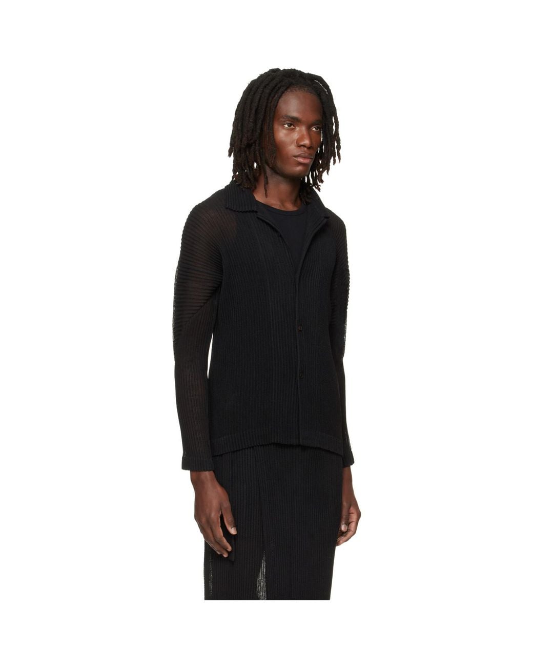 Homme Plissé Issey Miyake Black Rustic Mesh Shirt for men