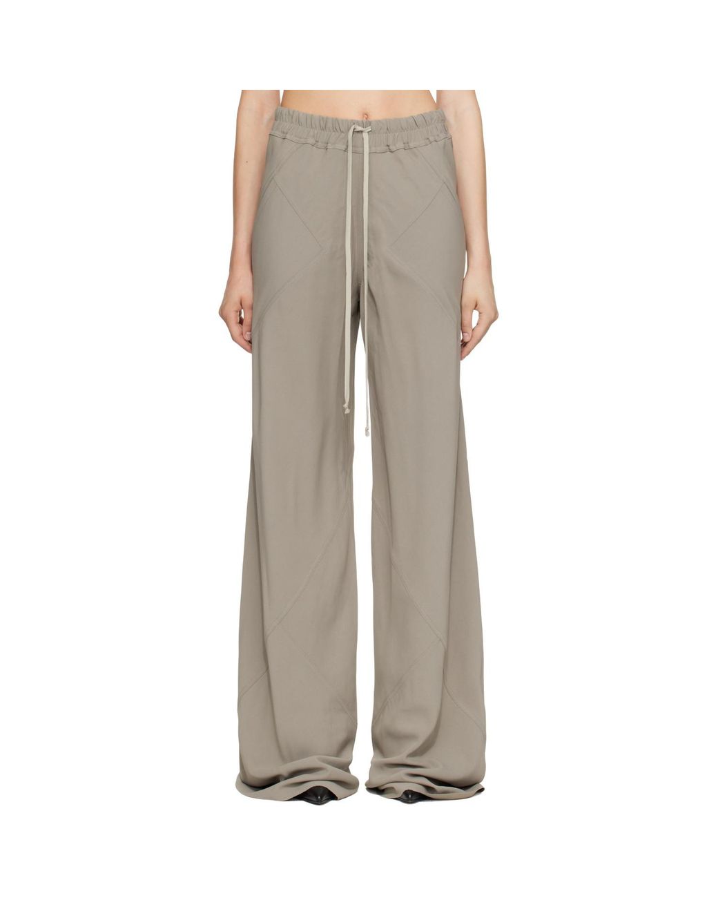 Rick Owens Gray Taupe Tower Drawstring Bias Trousers