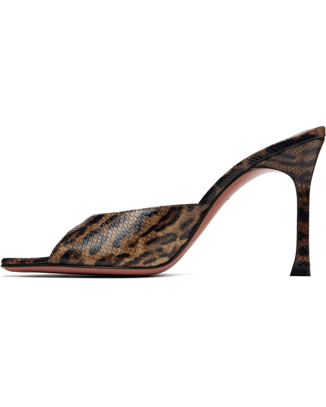 AMINA MUADDI Brown Alexa 95 Snakeskin Heeled Sandals
