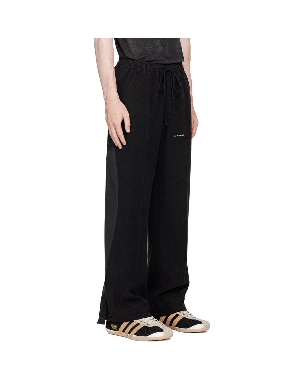Song For The Mute Black Poly Gab Tear Drop Sweatpants for men