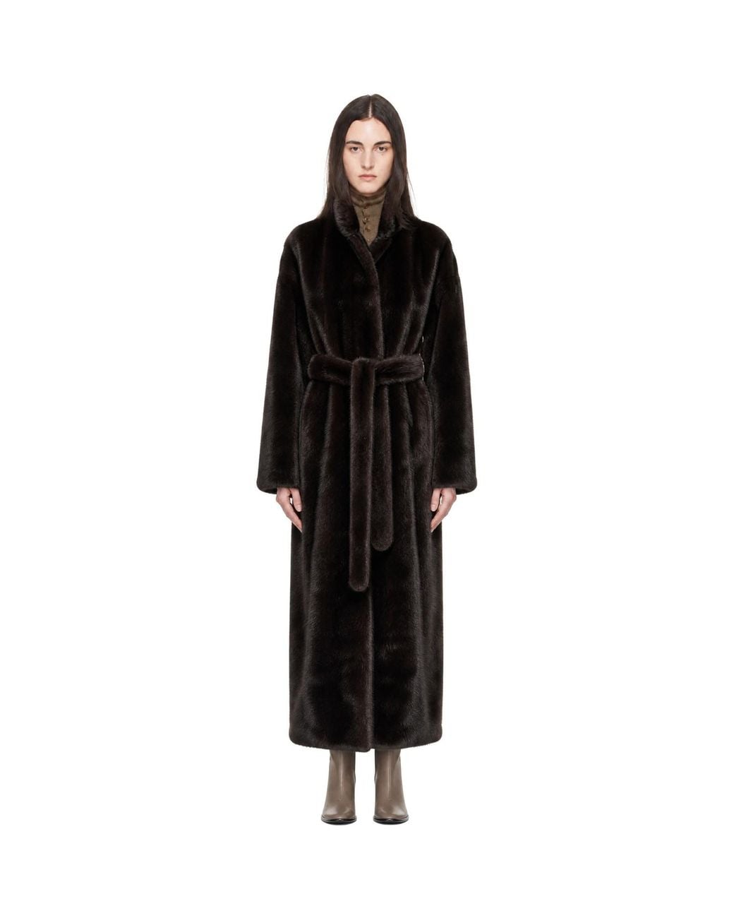Frankie Shop Black Ravello Faux-Fur Robe Coat