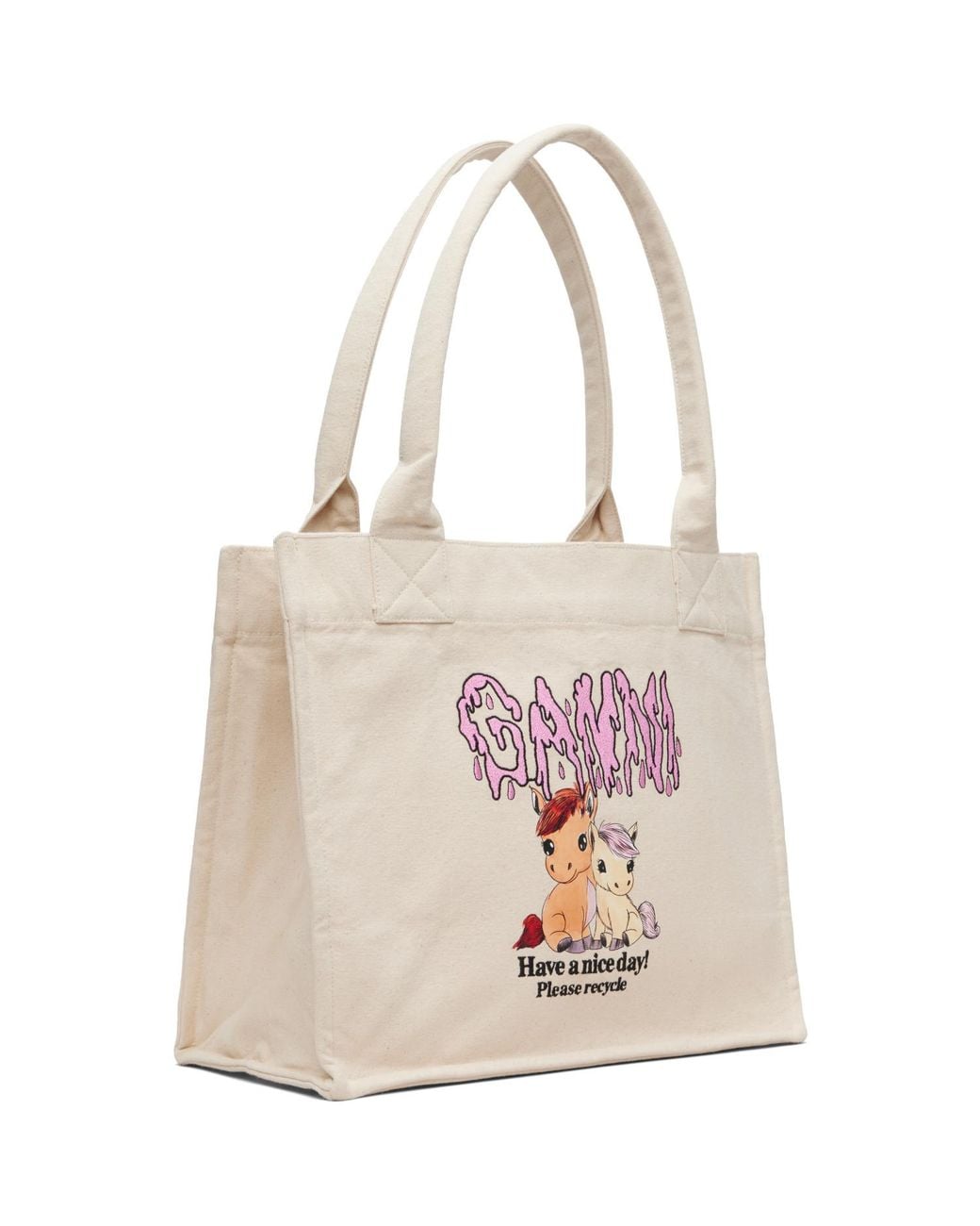 Ganni Pink Pony Printed Large Tote