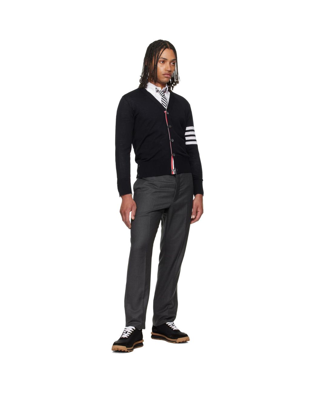 Thom Browne Black Merino Wool 4-Bar Classic Cardigan for men