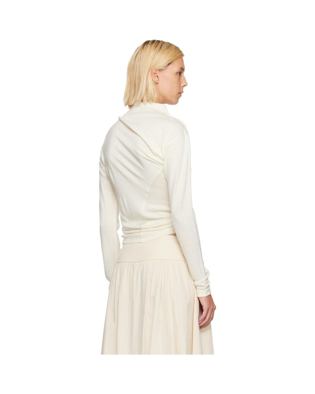 LE17SEPTEMBRE Natural Off- Wool Blend Draped Knit T-Shirt