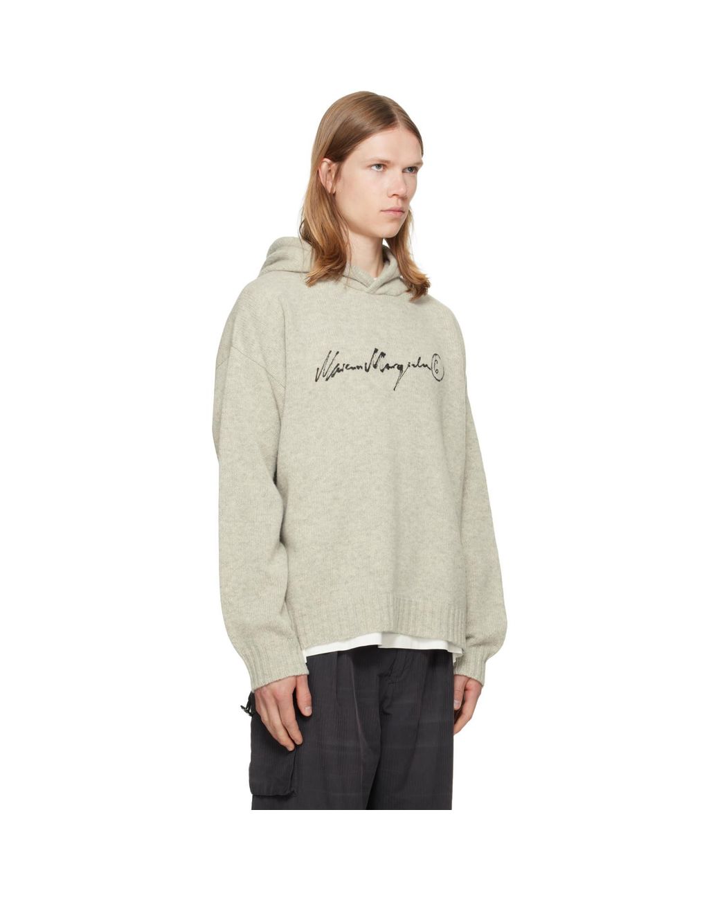 MM6 by Maison Margiela Gray Knit Hoodie for men