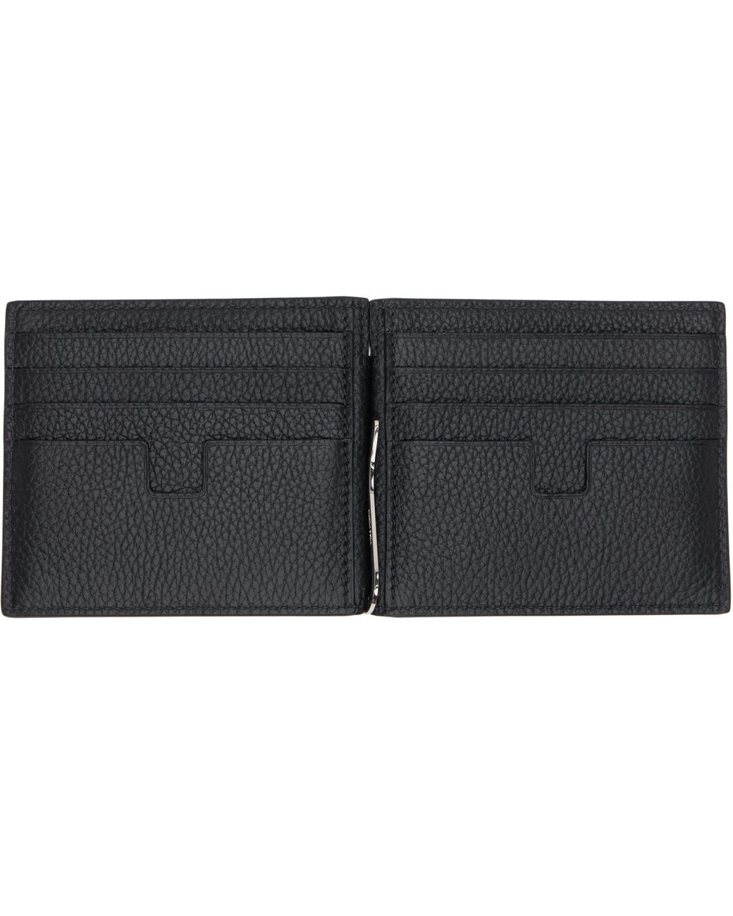Tom Ford Black Grain Leather Money Clip Wallet for men