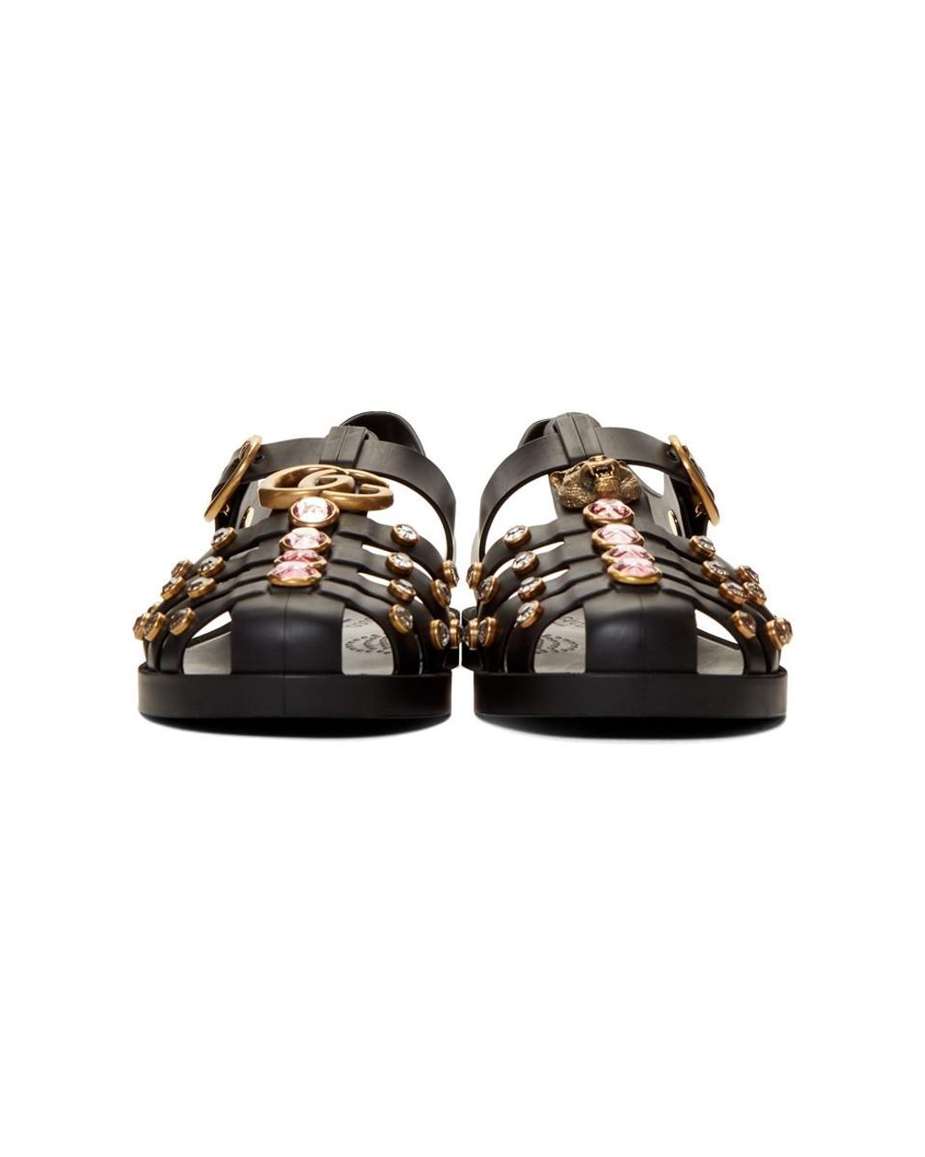 Gucci rubber sandals with crystals deals