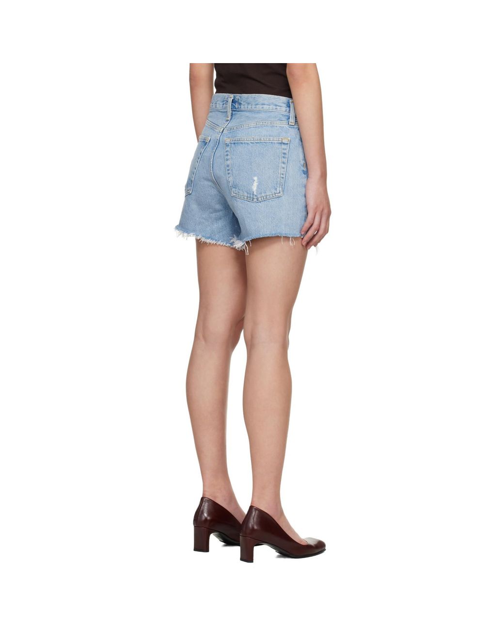Agolde Blue Parker Long Denim Shorts