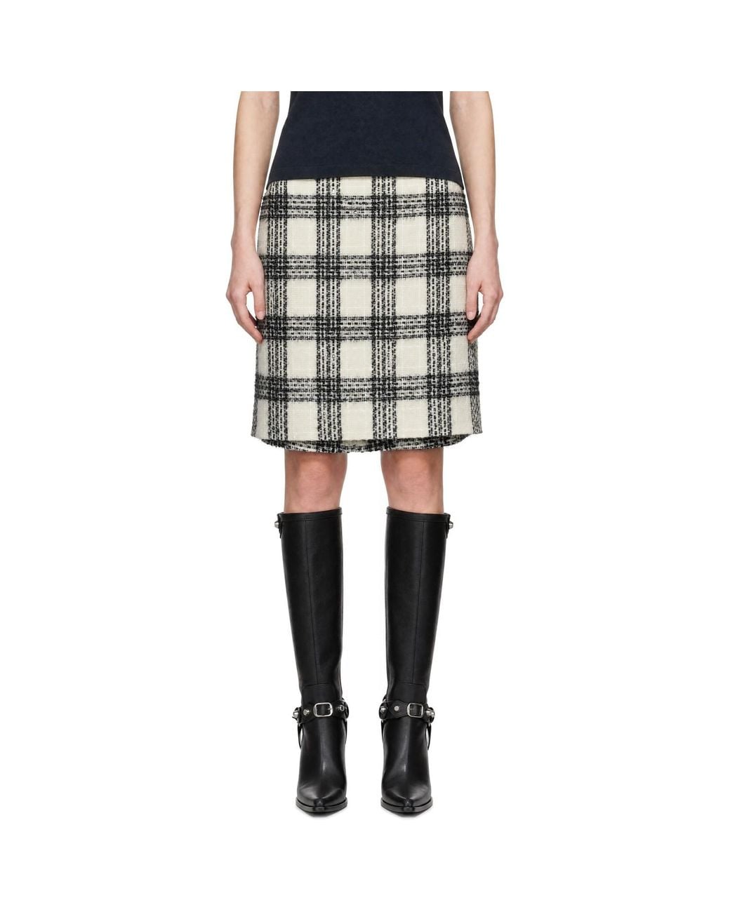 Vetements Black Off- Tweed Decollage Midi Skirt