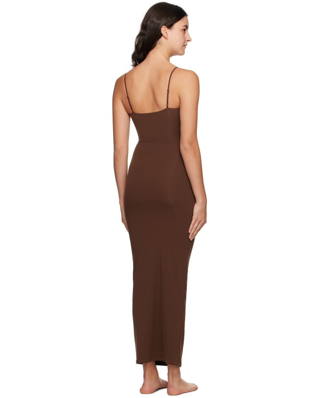 Skims Brown Fits Everybody Long Slip Maxi Dress in Black | Lyst