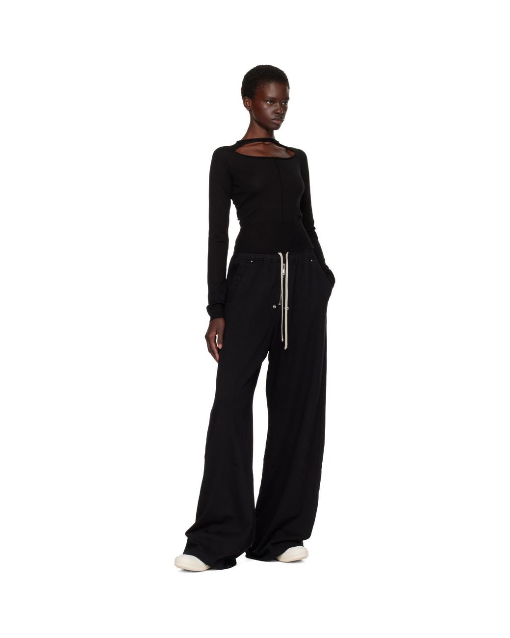 Rick Owens Black Tower Slashed Cropped Pull Sweater