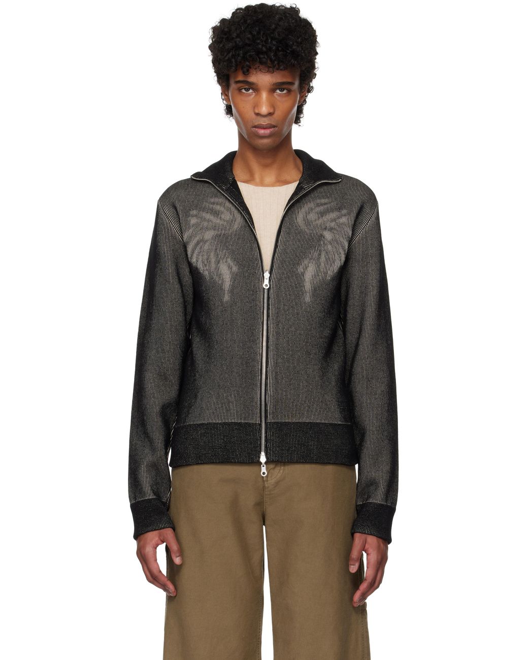 【Dries Van Noten】ブラック ジップアップセーター dries-van-noten-900-BLACK-Zip-