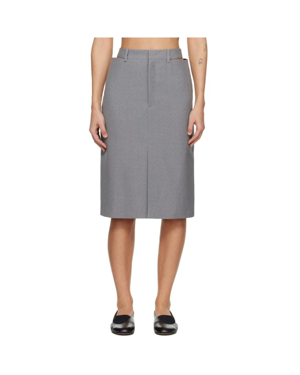 Jil Sander Black Wool Midi Skirt