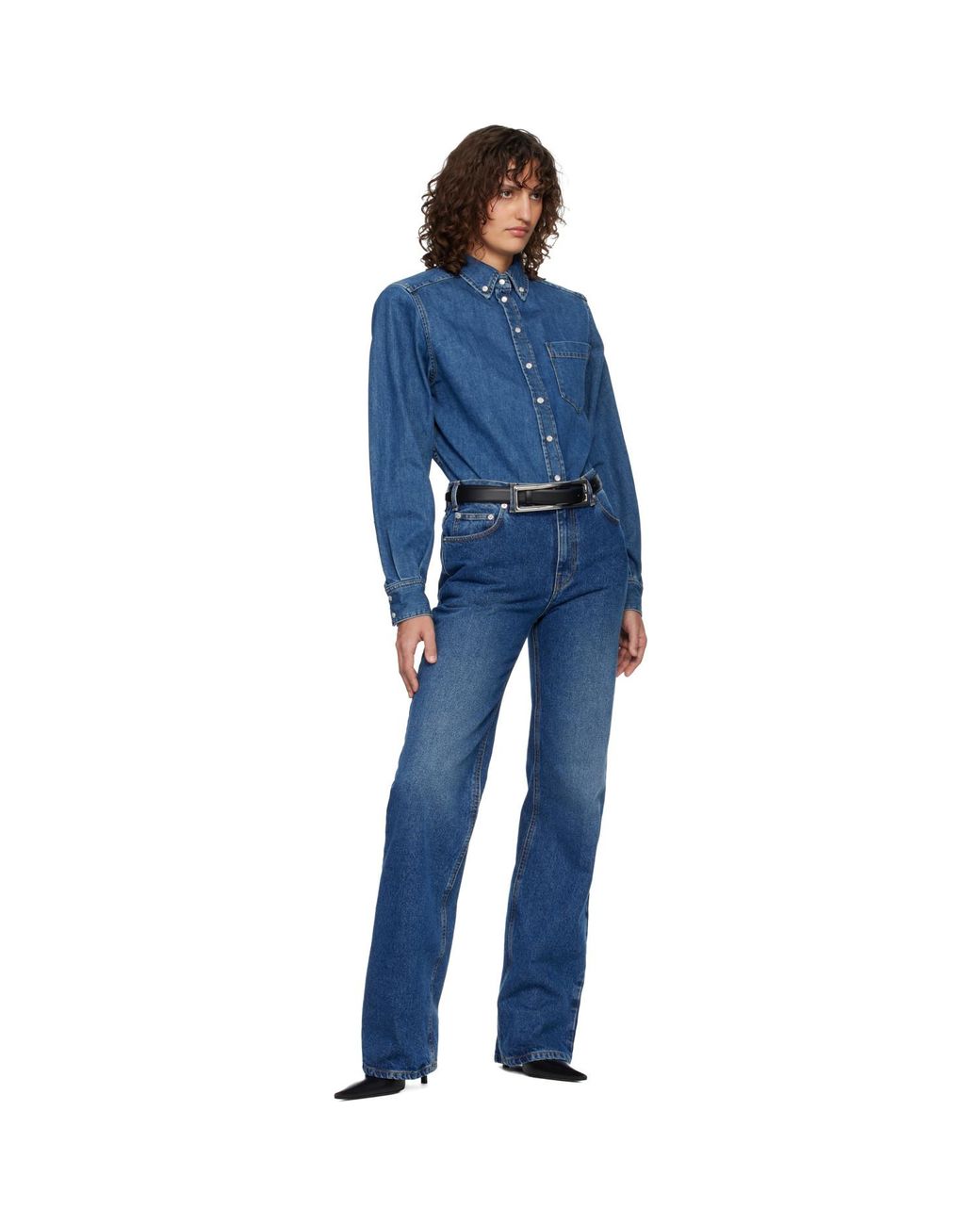 Mugler Blue Five Pocket Straight Denim Jeans