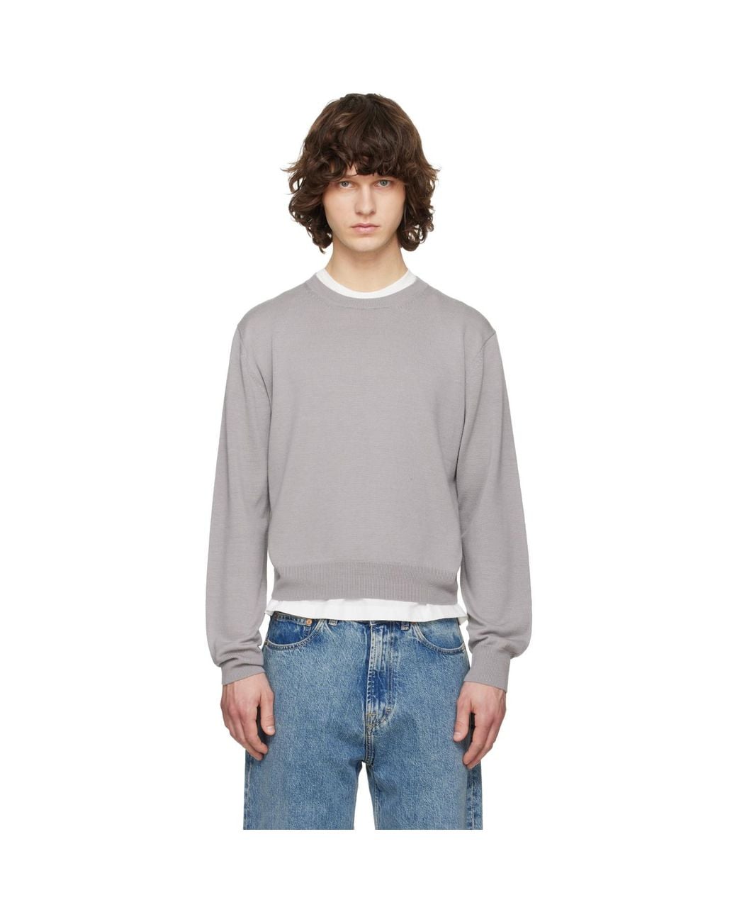TONYWACK Black Extrafine Wool Crew Neck Knit Sweater for men