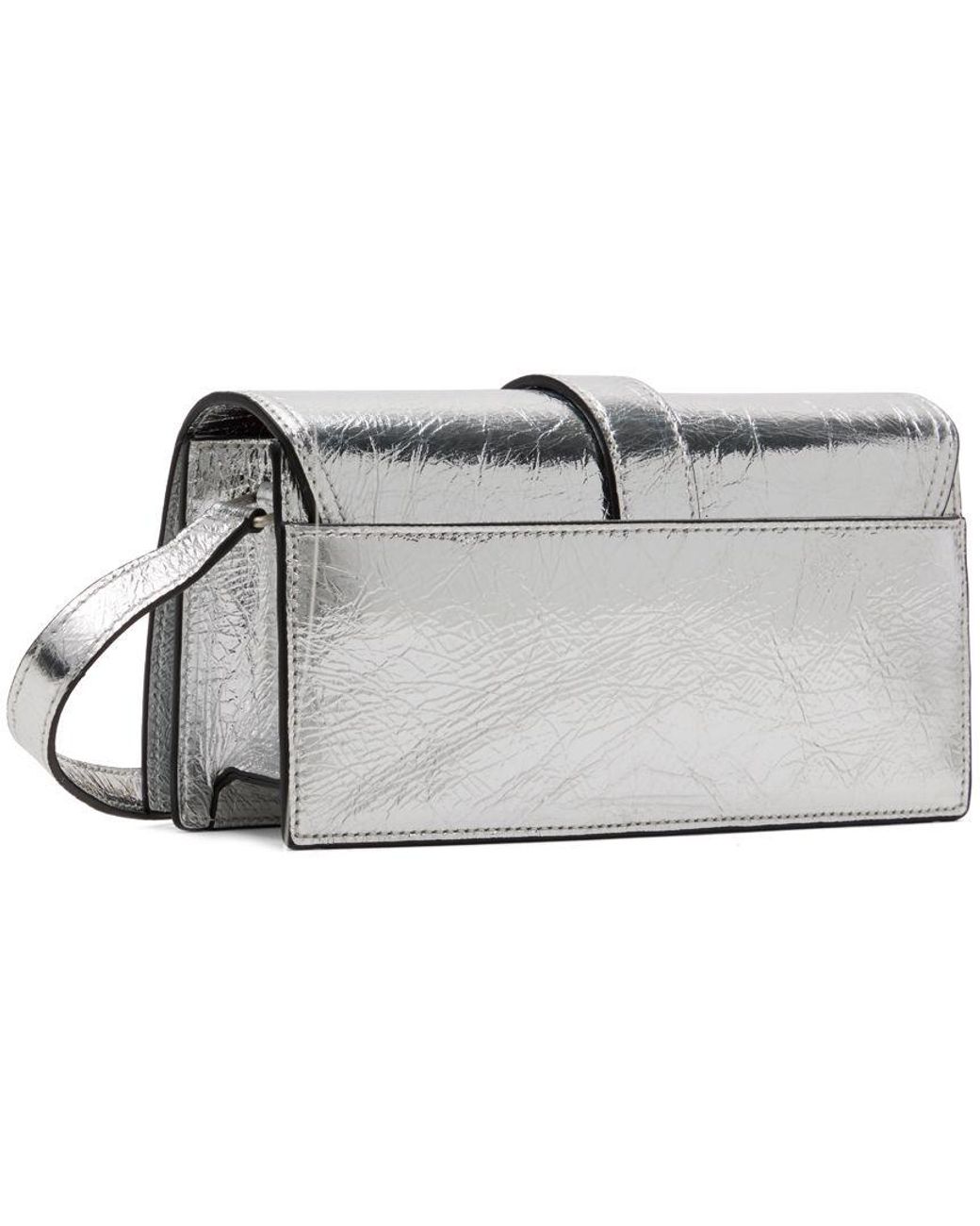 Marge Sherwood Silver Medium Crinkled Shoulder Bag