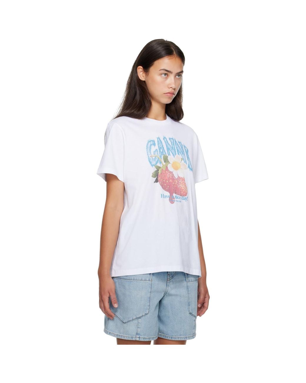 Ganni White Strawberry T-Shirt