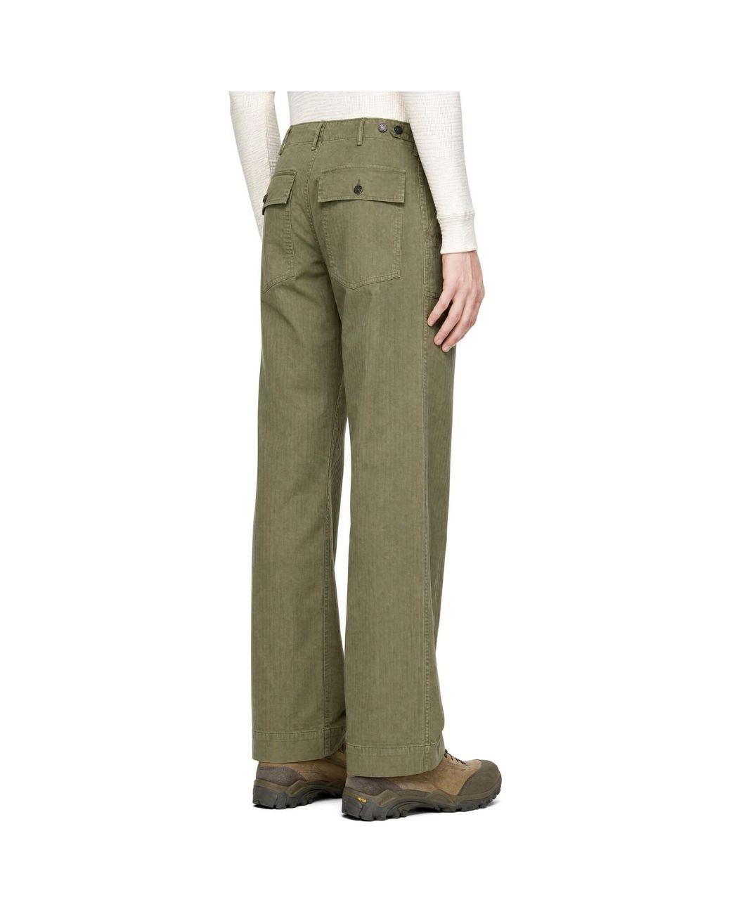 RRL Green Khaki Herringbone Utility Trousers for men