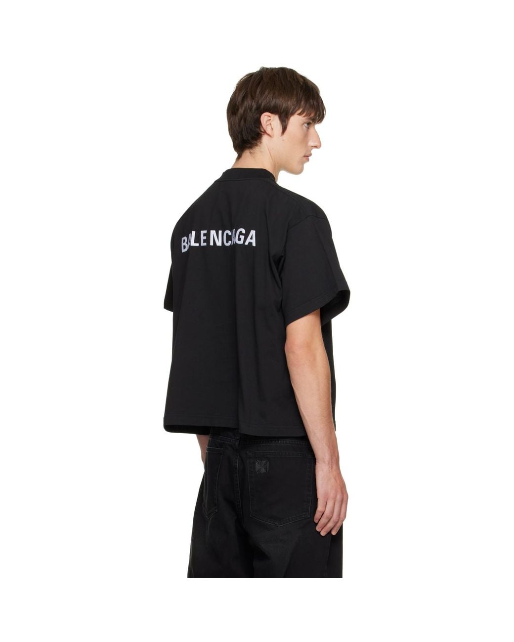 Balenciaga Black Embroidered T-Shirt for men