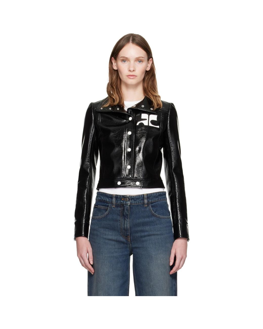 Courreges Black Reedition Vinyl Jacket