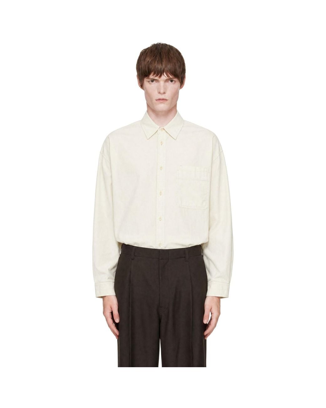 Lemaire White Relaxed Workwear Shirt for men