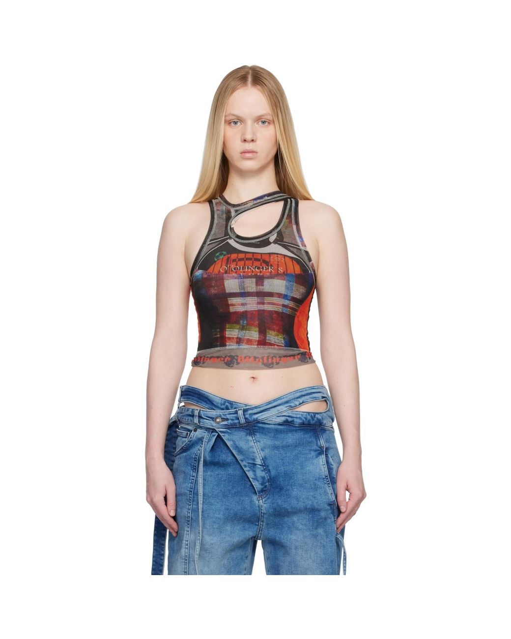 OTTOLINGER Blue Ssense Exclusive Mesh Tank Top