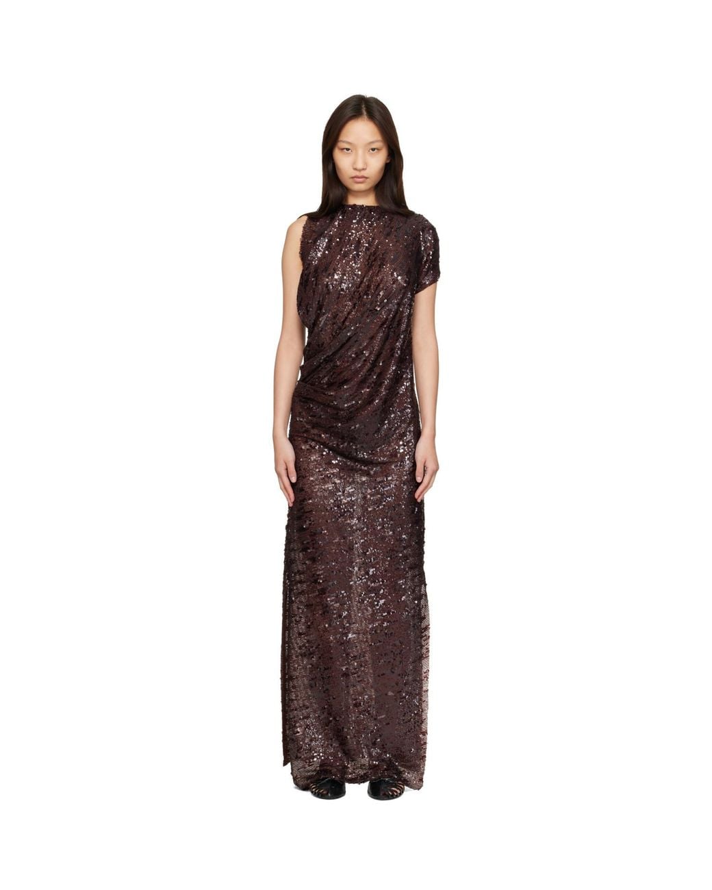 Edward Cuming Purple Droopy Drape Gown Maxi Dress