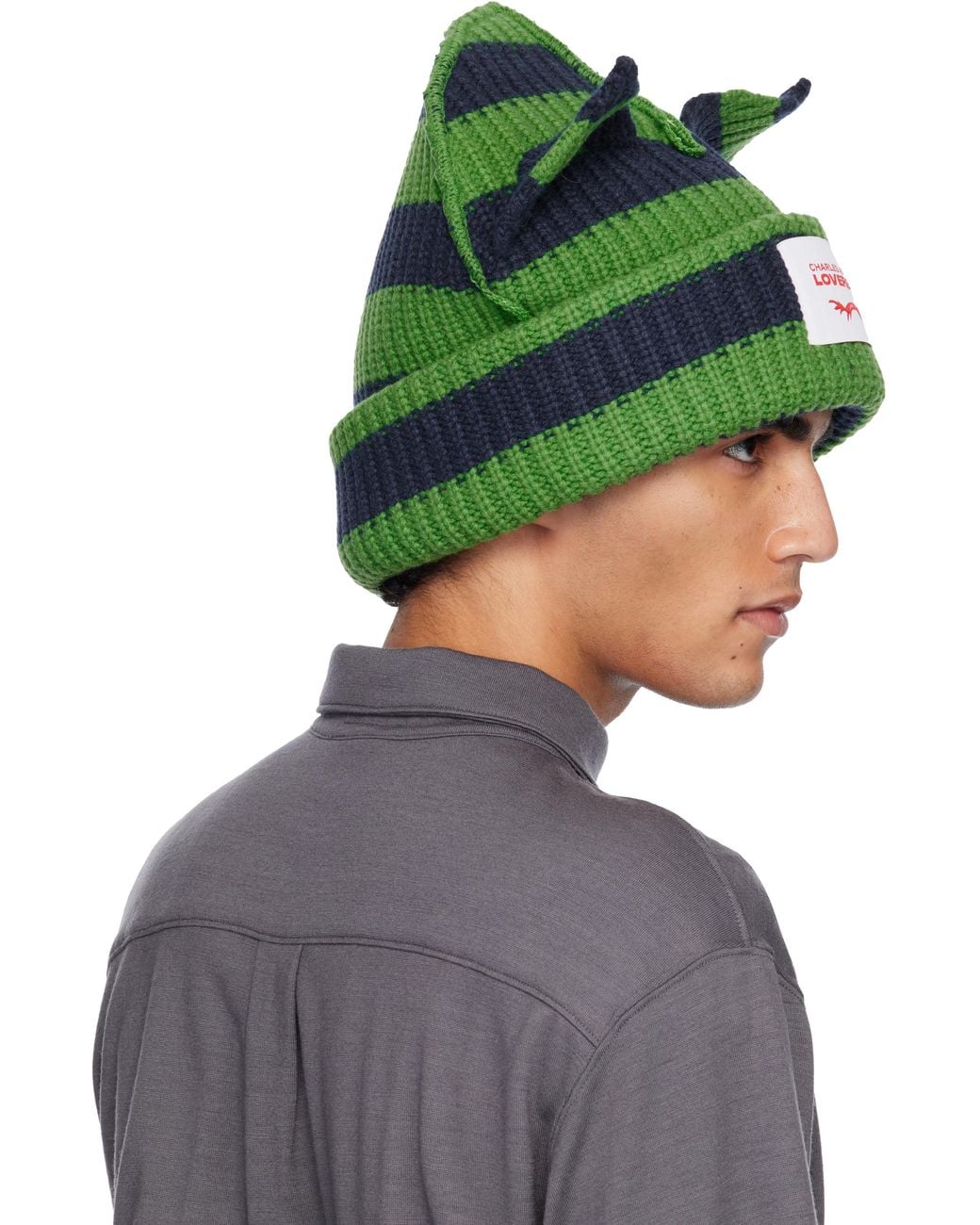 Charles Jeffrey Green Supersized Chunky Ears Beanie for men