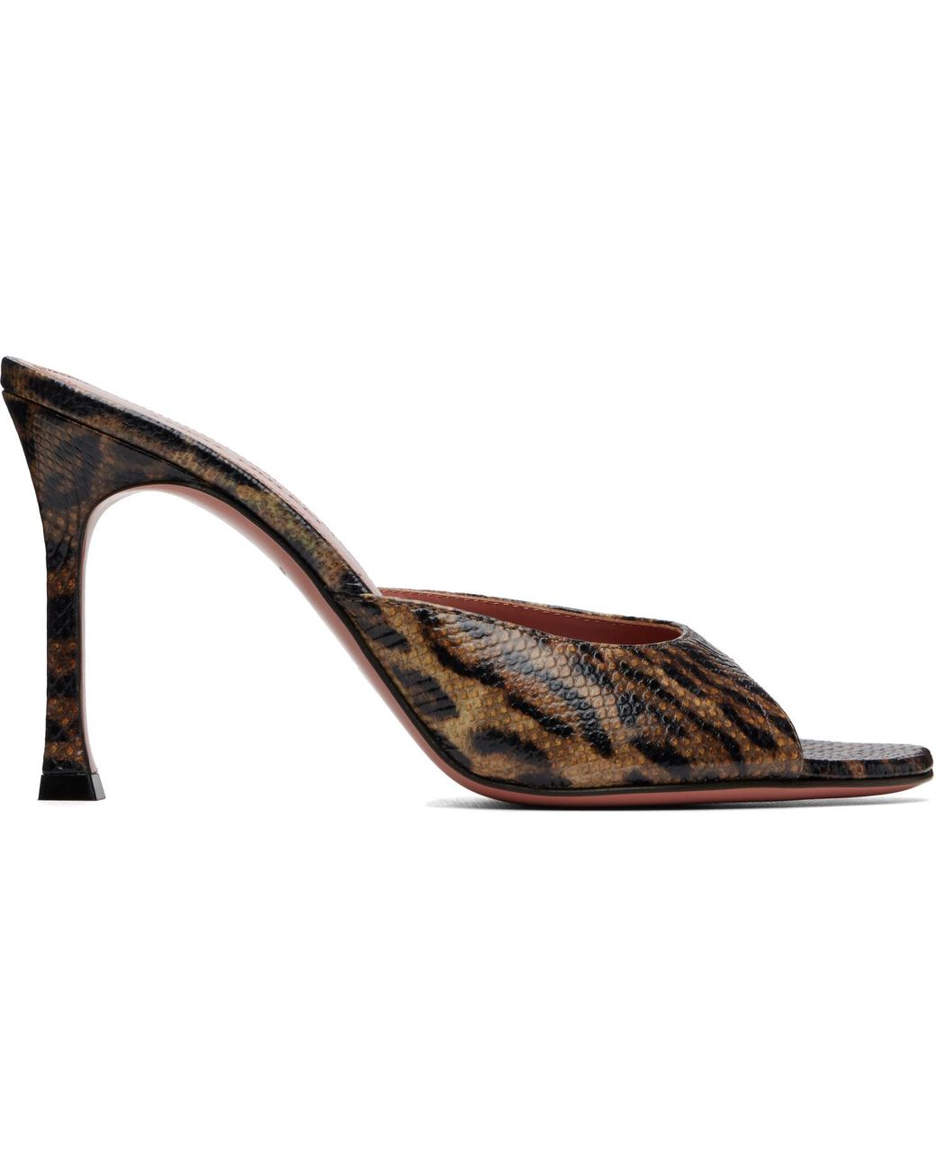 AMINA MUADDI Brown Alexa 95 Snakeskin Heeled Sandals