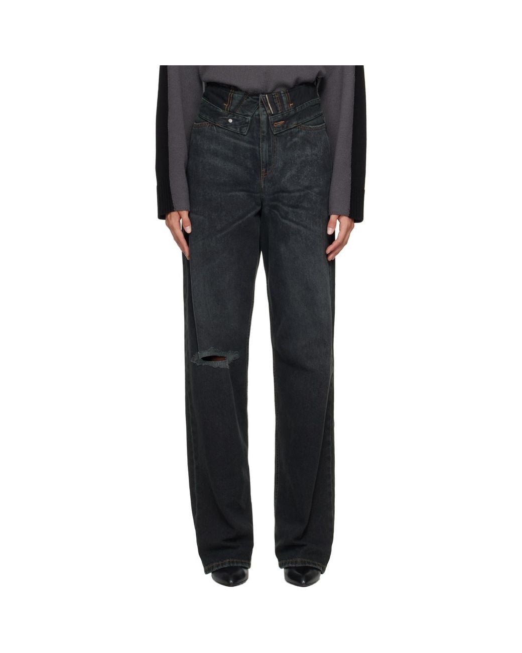 MM6 by Maison Margiela Black Rolled Waist Jeans