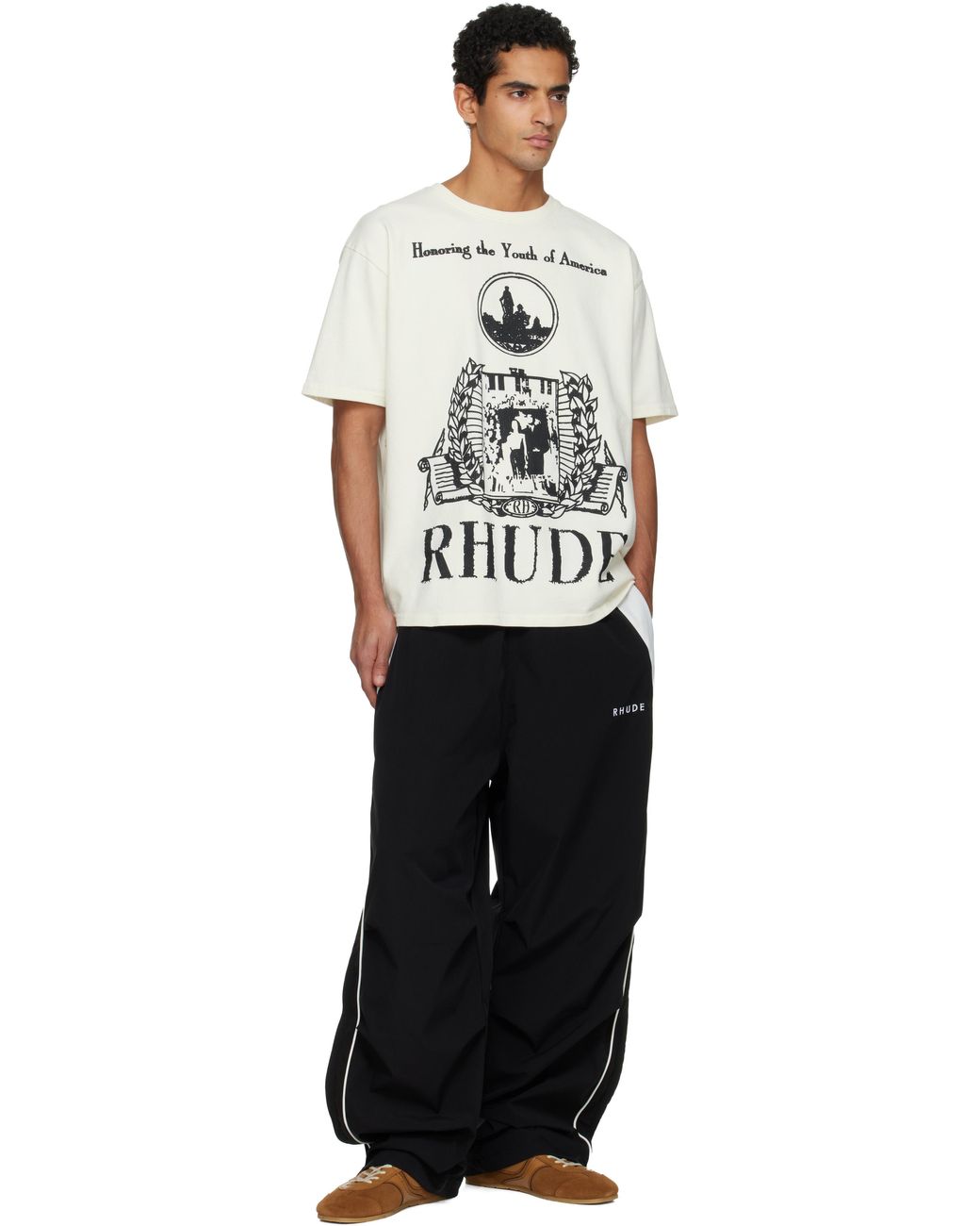 Rhude Black Ramona Piping Track Pants for men