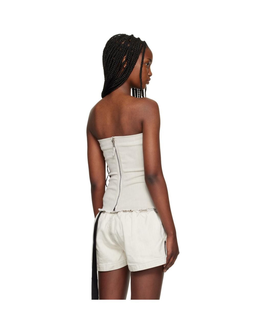 Rick Owens Multicolor Off- Temple Bustier Denim Top