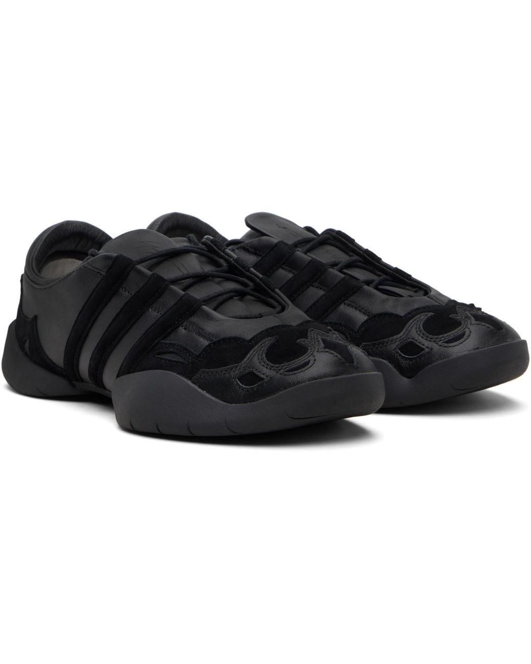 Y-3 Black Regu Leather Sneakers for men