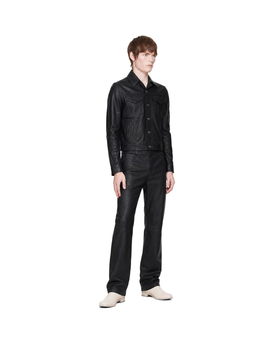 Amiri Black Vintage Cut Leather Jacket for men