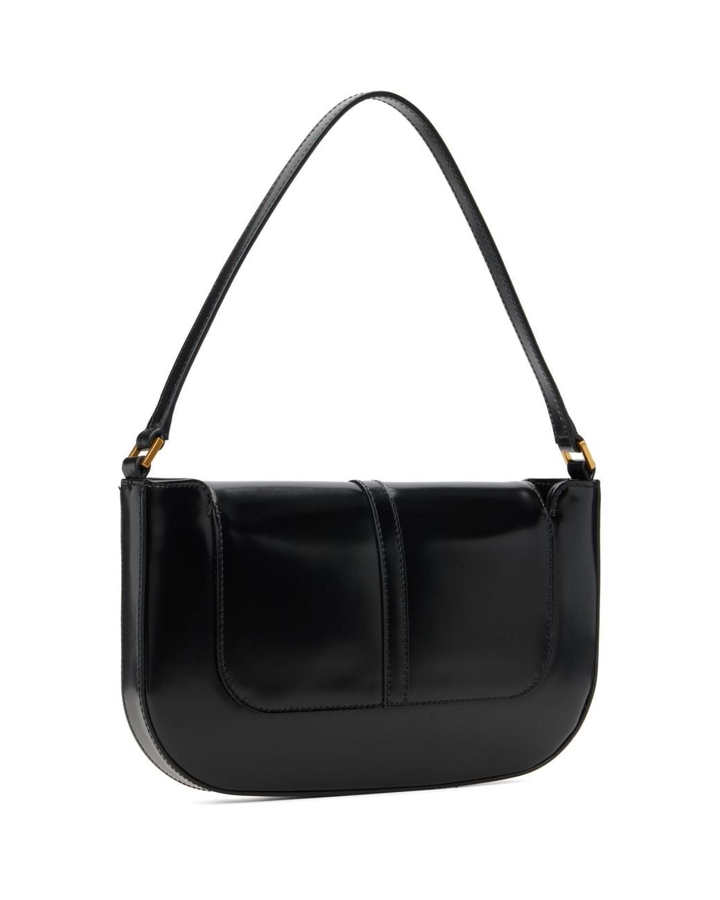By Far Black Miranda Semi Patent Leather Shoulder Bag