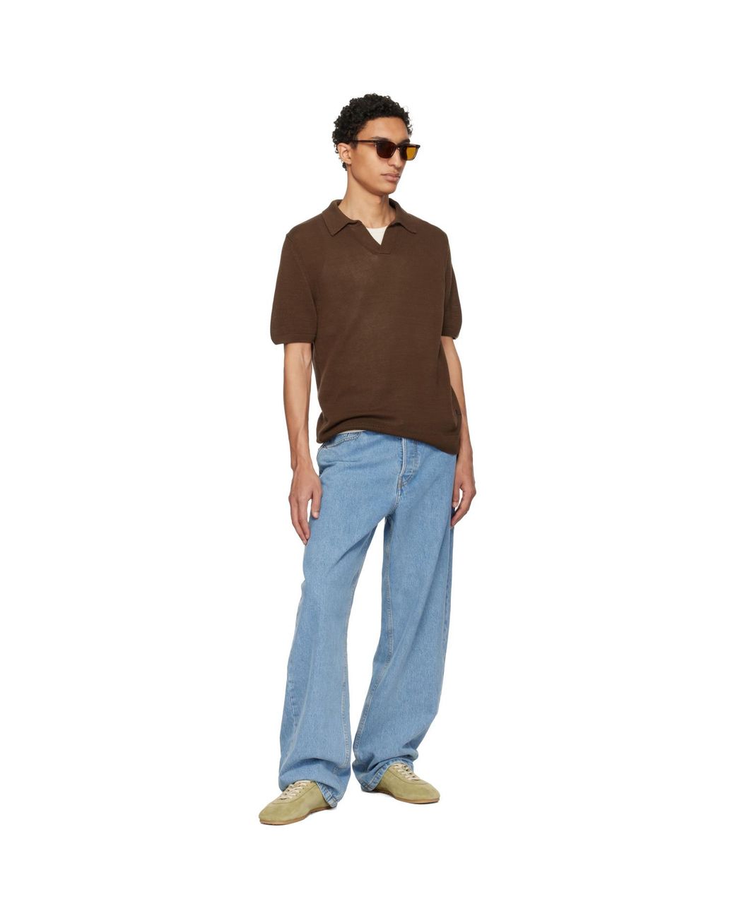 Merz B. Schwanen Black Cotton Short Sleeve Polo for men