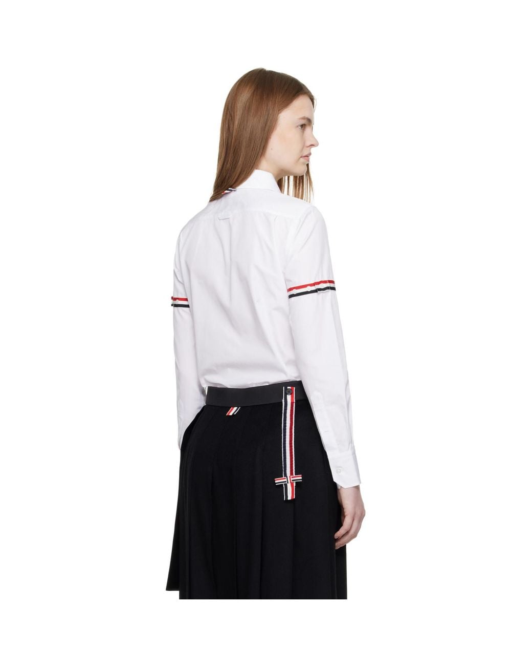 Thom Browne White Poplin Armbands Classic Round Collar Shirt
