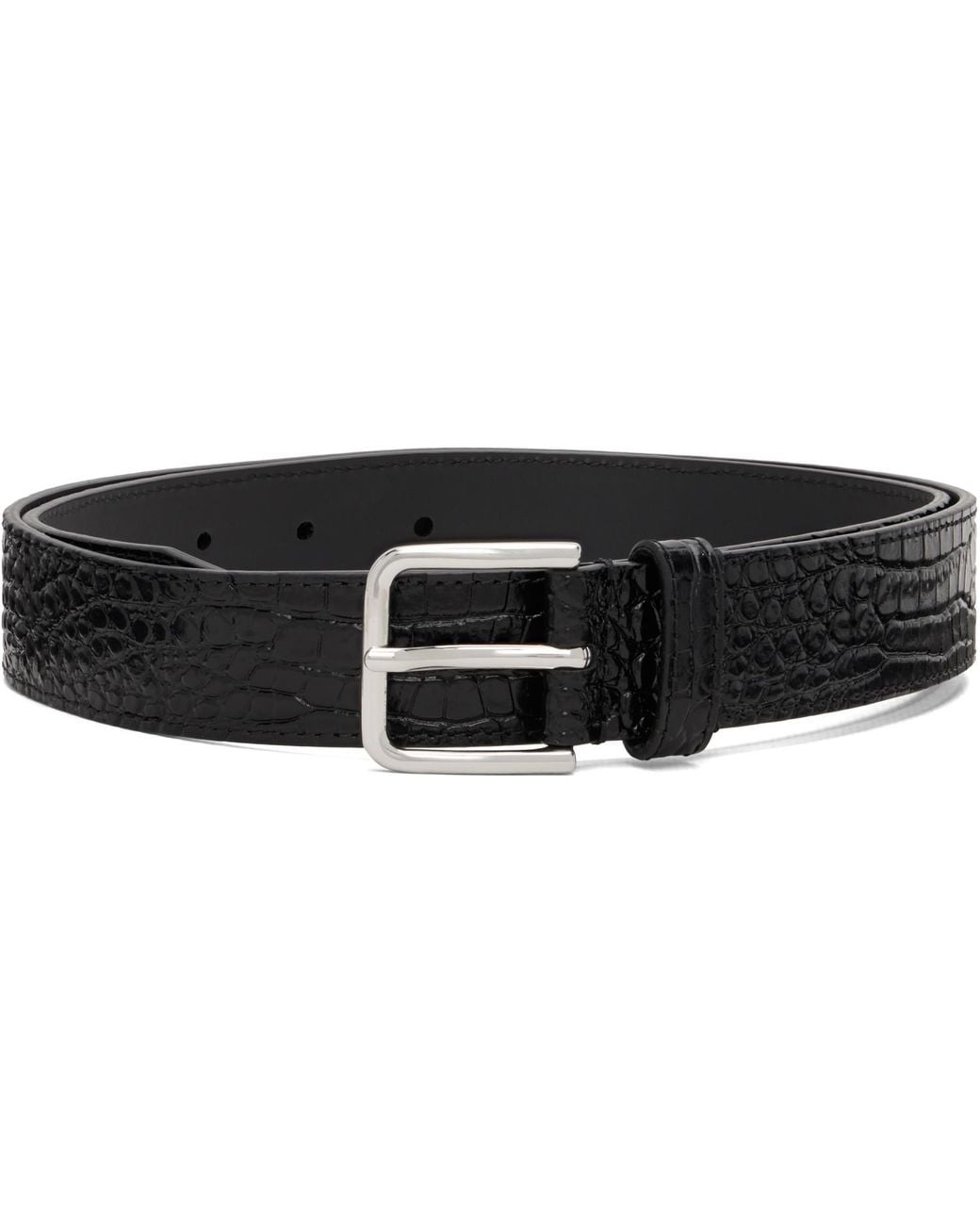 Frankie Shop Black Toni Croc Patent Leather Belt