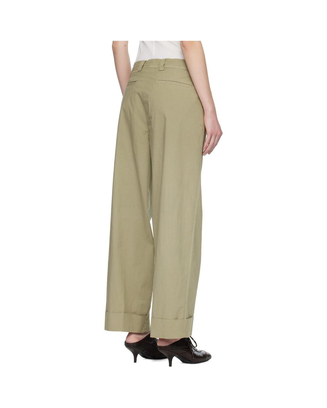 Dries Van Noten Natural Stretch Cotton Trousers