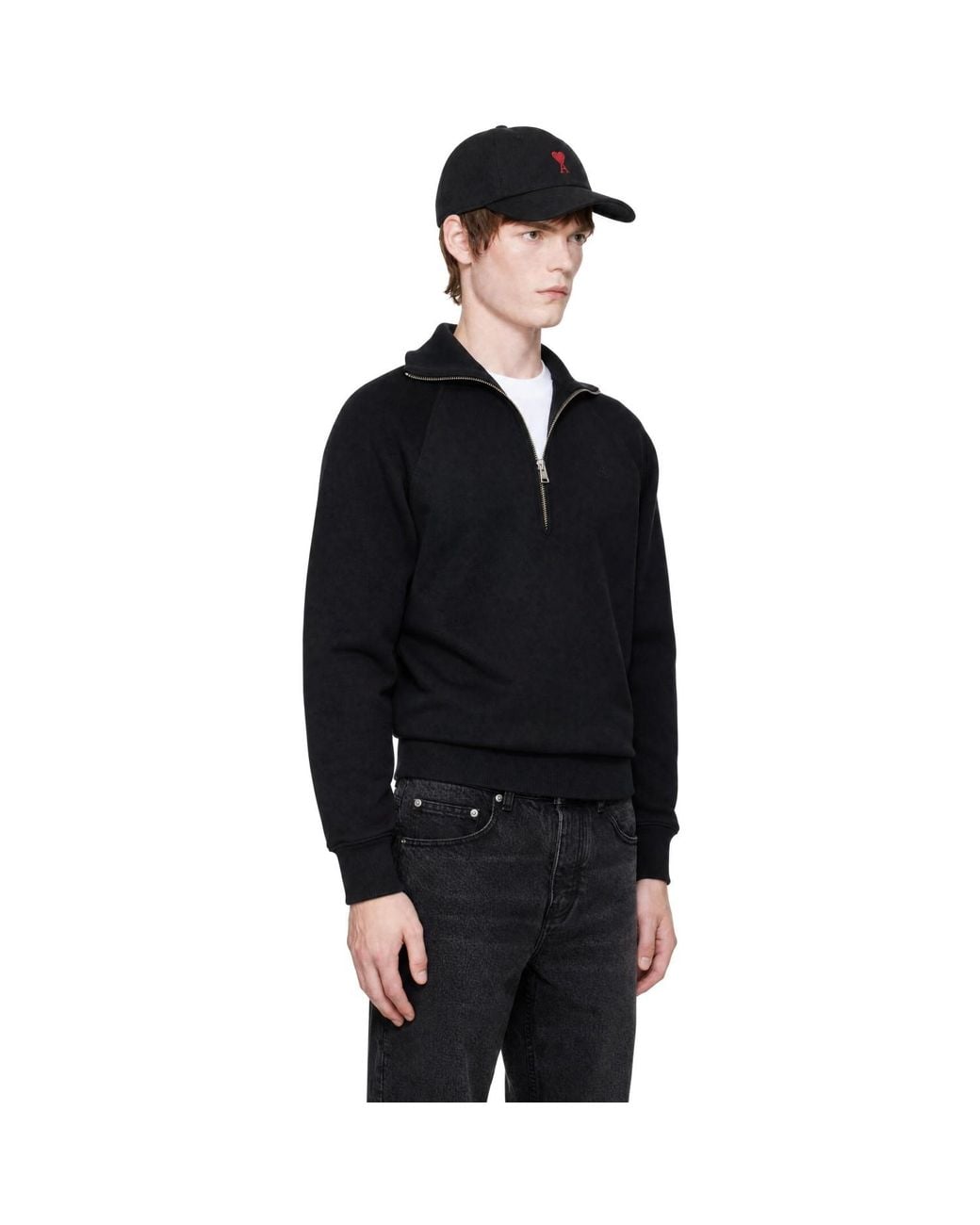 AMI Black Tonal Embossed Ami De Coeur Sweatshirt for men