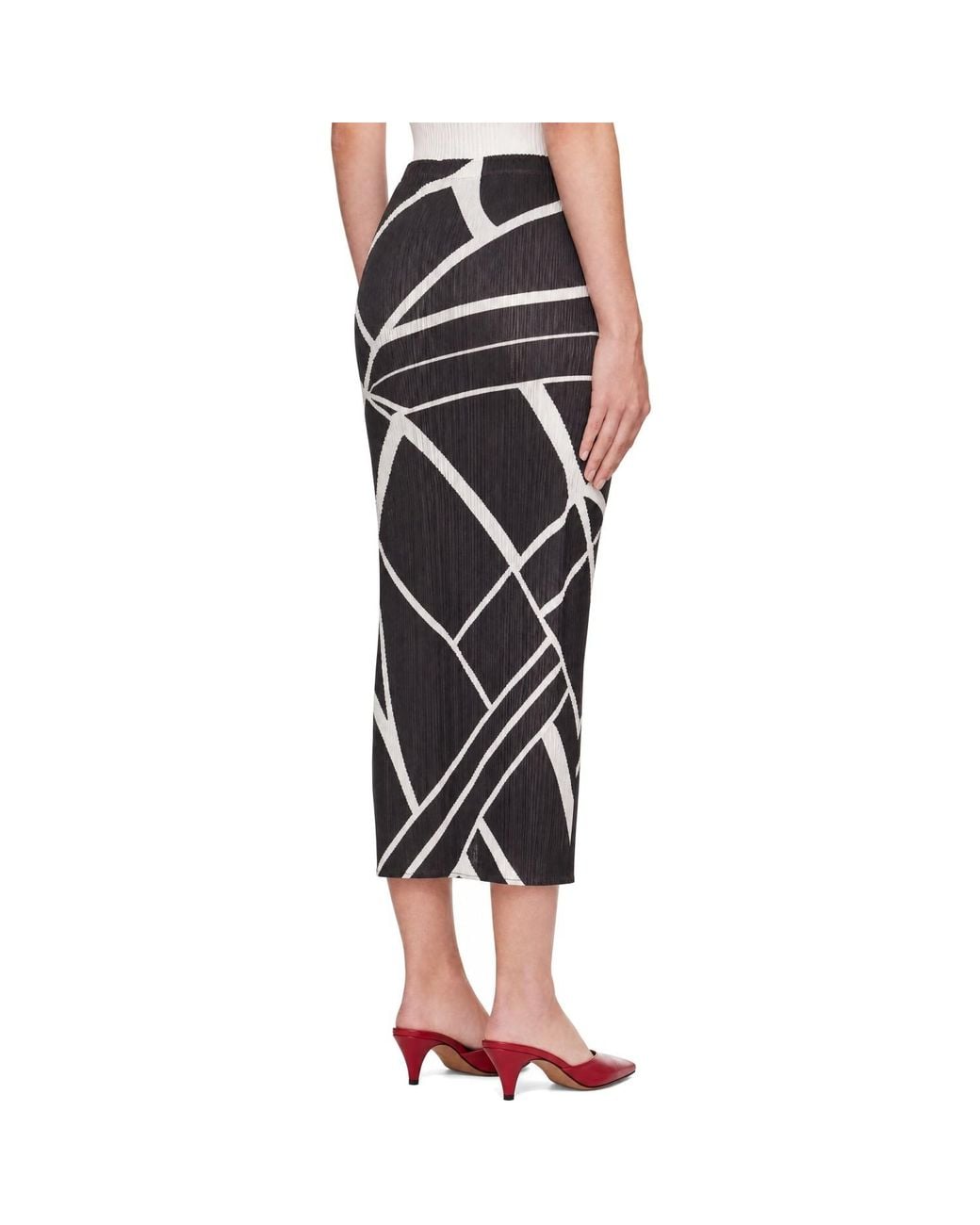 Pleats Please Issey Miyake Black Fold Lines Maxi Skirt