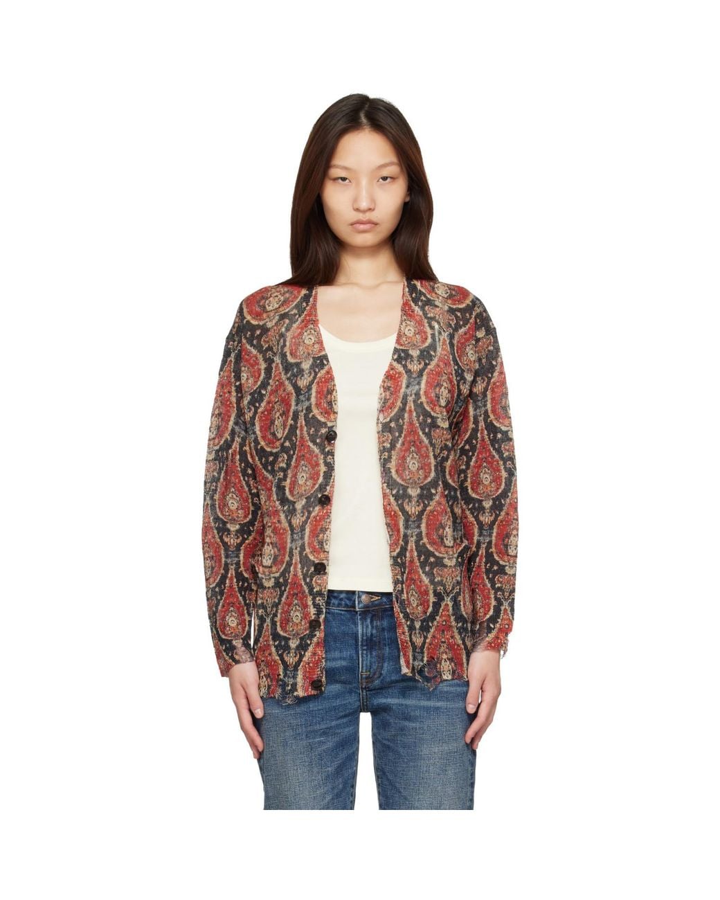 R13 Brown Printed Boyfriend Cardigan