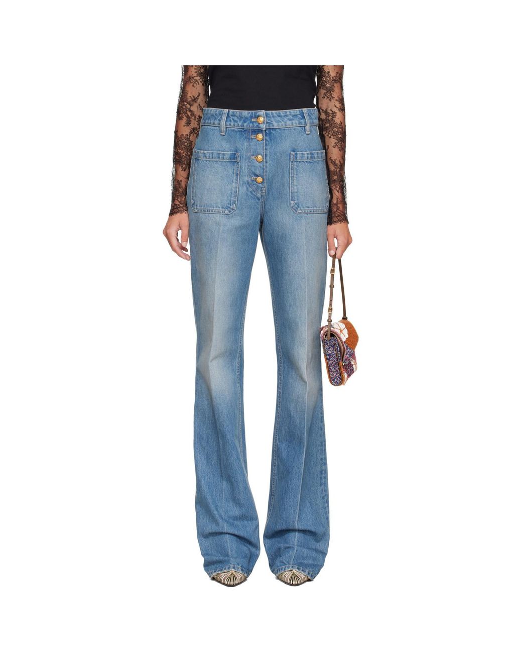 Valentino Blue Denim Exposed Button Jeans