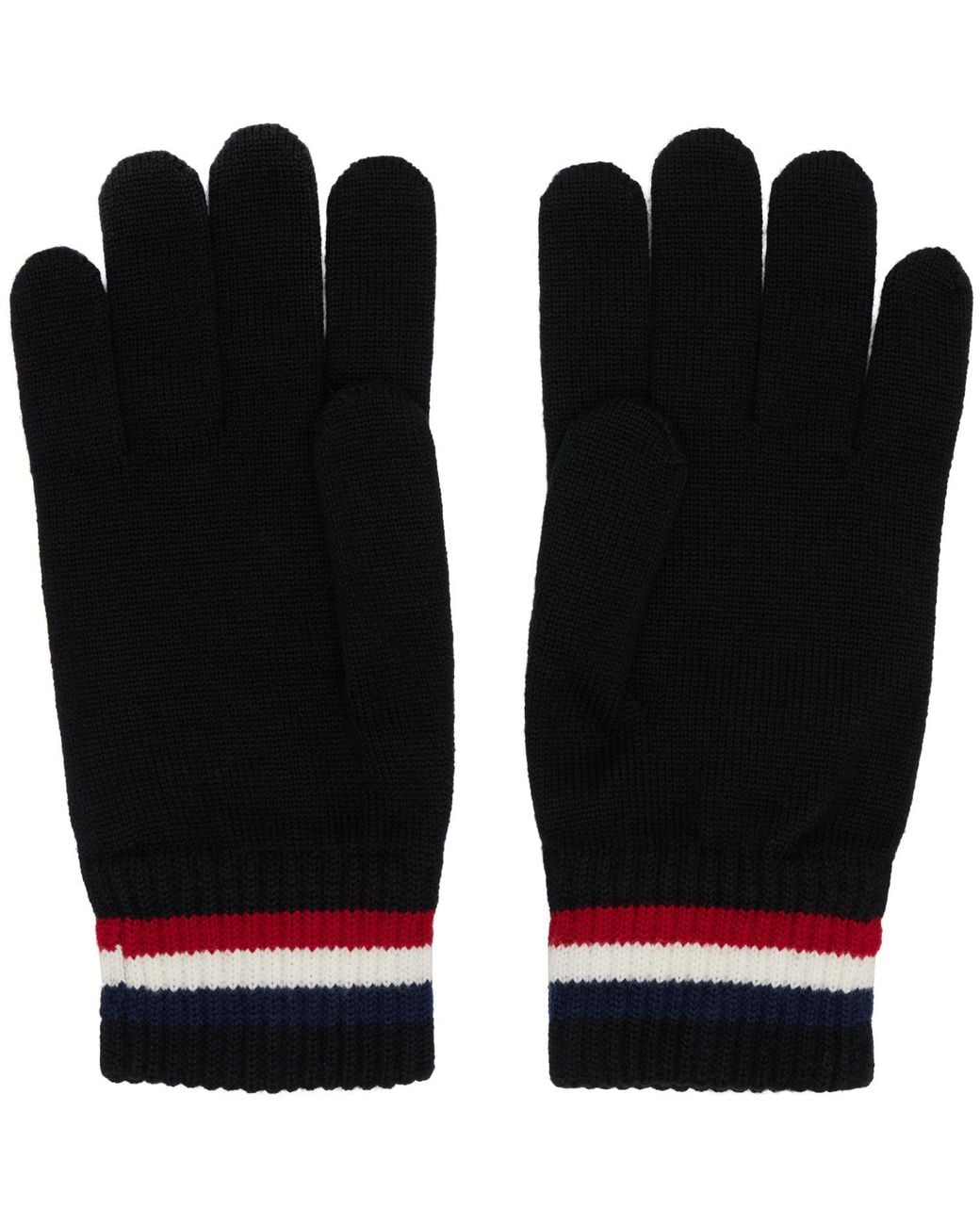 Moncler Black Tricolor Wool Gloves for men