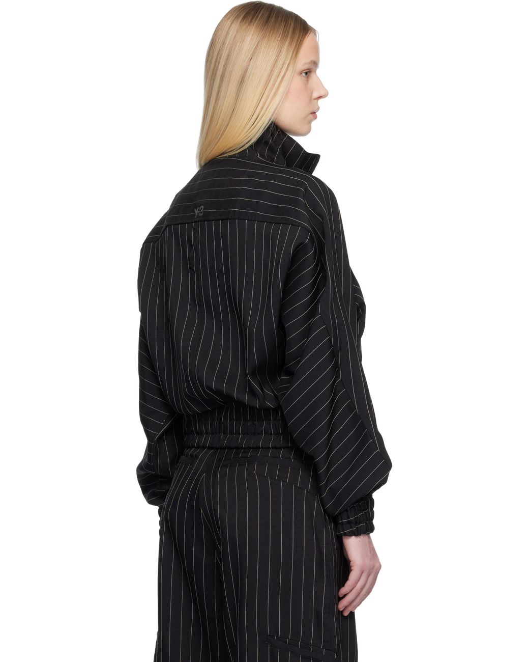 Y-3 Black Pinstripe Sport Uniform Blouson Jacket
