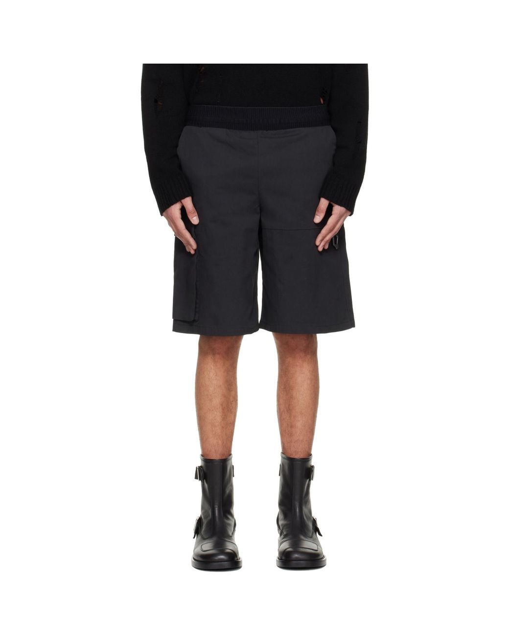 HELIOT EMIL Black Pulsar Cargo Shorts for men
