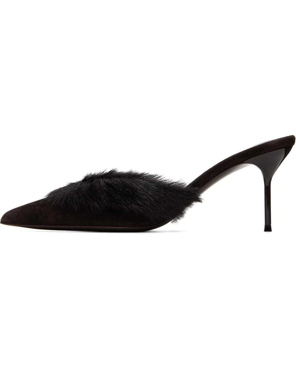 Paris Texas Black Lidia 70Mm Suede Mule Heels