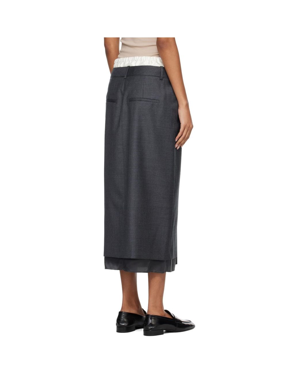 Rohe Black Boxer Detailed Midi Skirt